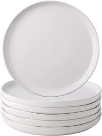 Ceramic Dinner Plates Set of 6, Wavy Rim 10.5 Inch Stoneware Dish Set, Large Dinnerware Plates (Color: Matte White)