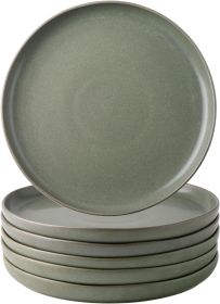 Ceramic Dinner Plates Set of 6, Wavy Rim 10.5 Inch Stoneware Dish Set, Large Dinnerware Plates (Color: Reactiv Matte)