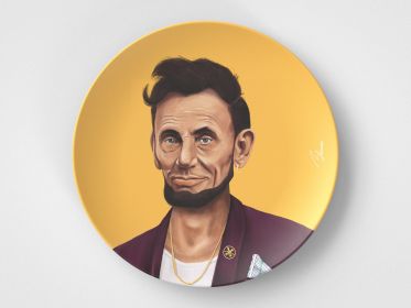 Abraham // 10" Round Plate // Political Gift Idea (Set: Set of 4)