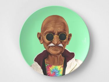 Mahatma // 10" Round Plate // Spiritual Gift Idea (Set: Set of 4)